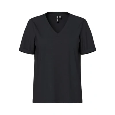 Image of PIECES Women&#039;s Pcria SS V Neck Solid Tee Noos Bc T Shirt, Black, XL