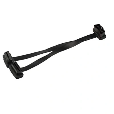 Image of Futheda OBD II OBD2 16 Pin Splitter Y Extension Cable 1 Male to 2 Female Car Diagnostic Extender Cord Connector Adapter Full Pass Through Flat Noodle 30cm