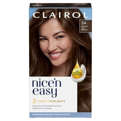 Image of Clairol Nice&#039;n Easy Crème, Natural Looking Oil Infused Permanent Hair Dye, 5A Medium Ash Brown