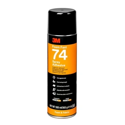 Image of 3M 7000116772 Spray74 Foam Fast Adhesive, 500 ml, Light Orange