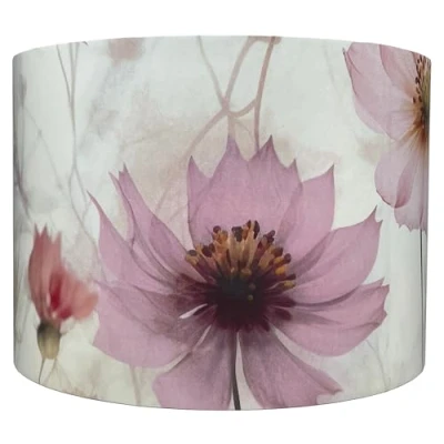 Image of Floral Lampshade for Ceiling Light Shade &amp; Table Lamps Pink Flowers, Modern Botanical Home Decor