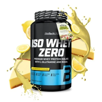 Image of BioTechUSA Iso Whey Zero Premium Protein Isolate Grass Fed Enzyme Free Sugar and Gluten Free, 908 g, Lemon Cheesecake