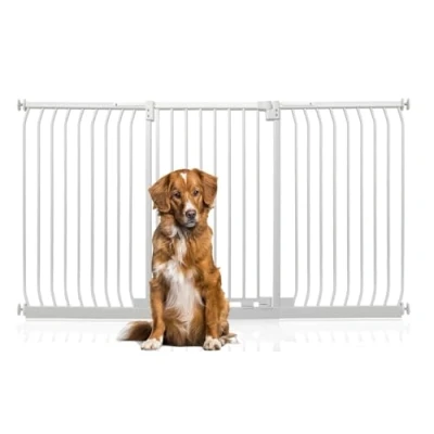 Image of Bettacare Extra Tall Elite Dog Gate, 197cm 206cm, Matt White, 96.8cm in Height, Pressure Fit Pet Gate for and Puppy, Barrier, Easy Installation