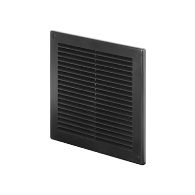 Image of Awenta Plastic Air Vent Grille Cover 200x200mm 8x8 inch, Black with Insect Grid Fly Net, Screw Hole Covers for Better Look