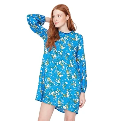 Image of Trendyol FeMan Mini Shift Regular fit Woven Dress Indigo