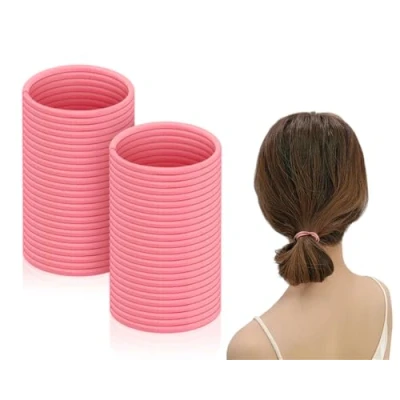 Image of SCSpecial Elastic Hair Ties 50 Pieces Bands 2.5 mm Ponytail Holders for Women and Girls Pink