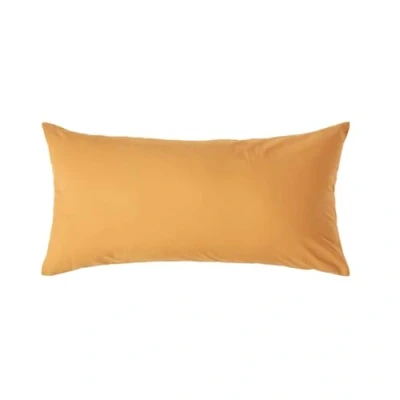 Image of HOMESCAPES Mustard Yellow Pure Egyptian Cotton Euro Size Pillowcase 40 x 80 cm 200 TC 400 Thread Count Percale Equivalent Pillow Case with Zip