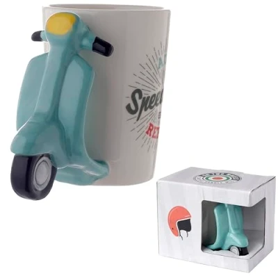 Image of Puckator Speed King Scooter Ceramic Shaped Handle Tea Coffee Mug Funny Home Accessories Cute Gifts for Girlfriend Large Mugs Men Women Hot Drinks Cups Presents Secret Santa Gift Cup Set