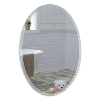Image of Neue Design Mood Oval Bathroom Mirror Wall Mounted, Frameless Modern &amp; Stylish with Contemporary Bevelled Edges (70cm x 50cm)