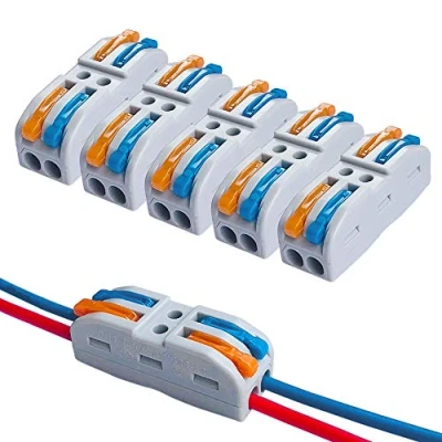 Image of QitinDasen 15Pcs Premium SPL 2 Lever Nut Wire Connectors, Way 4 Port Conductor Compact Quick Splicing Connector Cable Clamp Terminal Block Spring (Multicolor Lever)