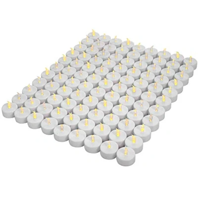 Image of OSHINE 400Pack Battery Tea Lights Realistic and Bright Flickering Operated Flameless LED Light Powered 200+Hours(Warm Yellow)