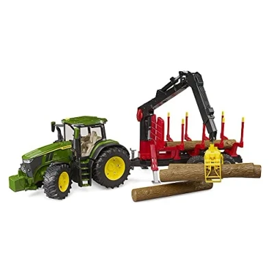 Image of John Deere 7R 350 Tractor with Forestry Trailer and Logs
