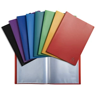 Image of Exacompta Ref. 8590E 1 OPAK document cover 90 anti reflective grained pockets 180 views for A4 format dimensions 24 x 32 cm soft polypro 8 random colors