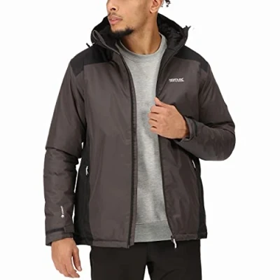 Image of Regatta Mens Thornridge II Waterproof Insulated Jacket Ash Black Size XXL