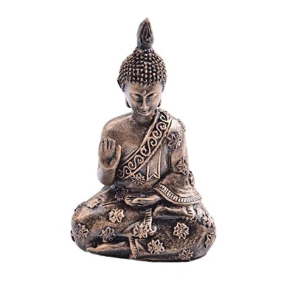 Image of FYBlossom Resin Meditating Sitting Buddha Statue, Retro Mini Peace Harmony Garden Statue Figurine Ornament for Home Yard Decor (STYLE D)