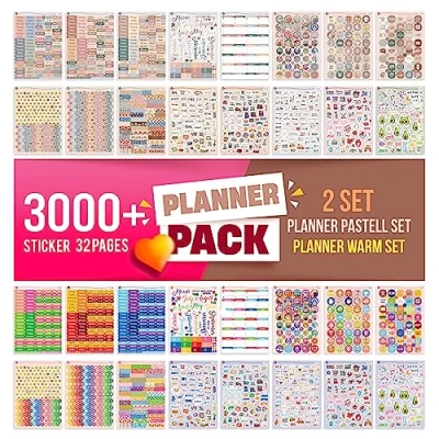 Image of colortouch Planner Stickers Set 3000+ Pcs Monthly, Weekly, Daily Sticker 32 Sheets Scrapbook Collection for Calendar, Organizer, Journals Essential Seasonal Accessories