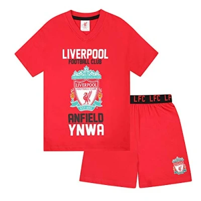 Image of Liverpool FC Official Football Gift Boys Short Pyjamas Red 4 5 Years