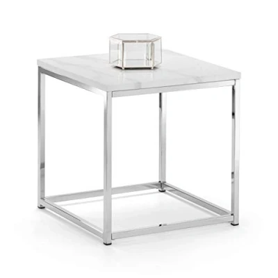Image of Julian Bowen Scala Top Lamp Table White Marble &amp; Chrome Tables