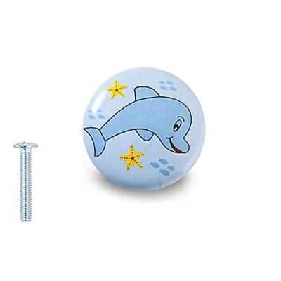 Image of Decoranddecor 55mm Rounded Knob Kids Children Child Bedroom Pulls Drawer Ceramic Porcelain Wardrobe Door Pull Handle Kitchen Cupboard Cabinet (55mm with One Hole, B 108)