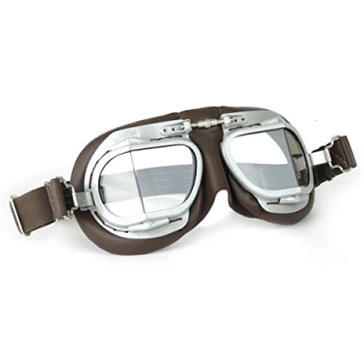Image of Halcyon Mark 9 Vintage Flying Goggles Made in England (Brown Leather)
