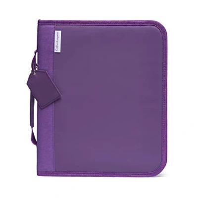 Image of Crafter’s Companion Metal Die &amp; Stamp Storage Folder Large Holds Panels 9 x 11 Includes Zip Closure Perfect for Crafting on The Go, Purple
