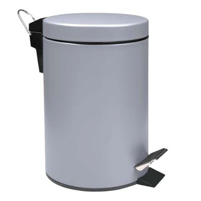 Image of Crystals Small Pedal Bin with Lid 3 Litre Bathroom for Rubbish and Waste Stainless Steel Toilet Removable Inner Plastic Bucket Ideal Size Bedroom Grey