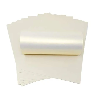 Image of Syntego 10 Sheets Ivory Ice Gold Haze Pearlescent Shimmer Double Sided A4 Decorative Card 300gsm