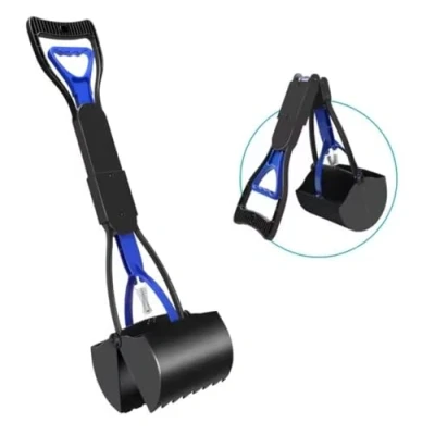 Image of KAV Foldable Long Handle Pet Pooper Scooper 23.6 Inches Long, Sustainable ABS,PP Plastic Material Spring Action Dog Cat Animal Poop Picker for Outdoor/Indoor Waste Grass Gravel Sand