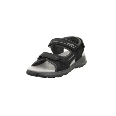 Image of Superfit Criss Cross Walking sandals for kids, Size: 10/10.5K, Black/grey Imitation leather/ textile