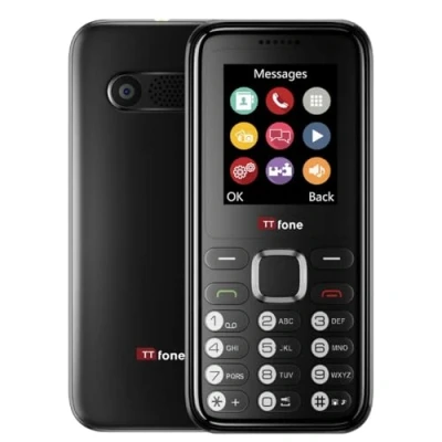 Image of TTfone TT150 Unlocked Basic Mobile Phone UK Sim Free with Bluetooth, Long Battery Life, Dual camera and games, easy to use, durable light weight pay as you go (Black, USB Cable)