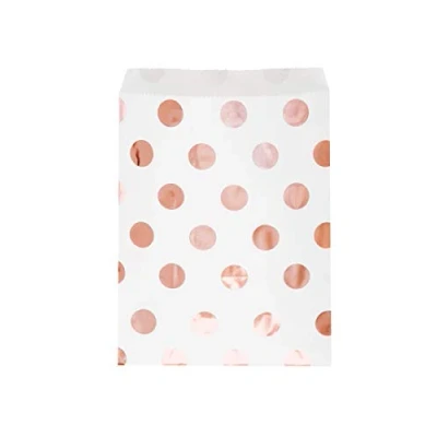 Image of Elegant Rose Gold Dots Treat Bags &amp; Unique Party Favor Pouches Perfect for Parties Events 8ct