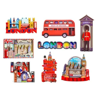 Image of Set of 8 Famous London Icons Design Fridge Magnets Mix