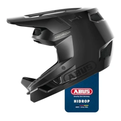 Image of ABUS Downhill Bicycle Helmet HiDrop Full face with ABS Outer Shell For MTB Trails, Enduro and Bike Park Adults Teenagers ASTM certified Black, Size M