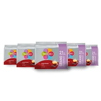 Image of Tassimo Coffee Pods 105 Classic Espresso Drinks (Set of 5 x 21 Drinks)