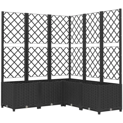 Image of vidaXL Garden Planter with Trellis Black 120x120x136 cm PP