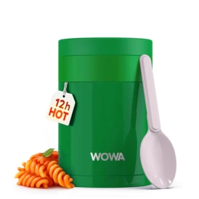 Image of WOWA 300ml Kids Stainless Steel Flask for Hot &amp; Cold Food with Spoon Wide Mouth 100% Leakproof Flasks Easy Open Lid Insulated Thermo Jar Children…