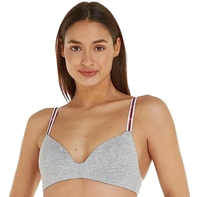 Image of Tommy Hilfiger Womens UW0UW02413 Nature Tech Triangle Bra Grey Size 32C