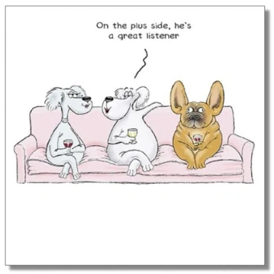 Image of Paperlink General Male/Female Funny Birthday Card He&#039;s a Great Listener Cartoon Sketch Eco Friendly &amp; Recyclable Made in England