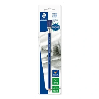 Image of Staedtler Mars Rasor 526 61 Eraser Pencil with Brush (Pack of 12), Blue