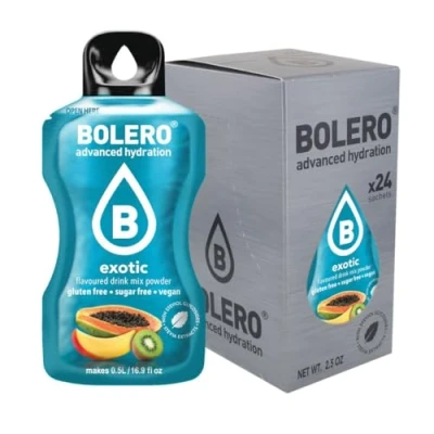 Image of Bolero Drink 24 Sachets 3g Sticks Fruit Prepared Powder Soluble For Fresh in Water Product, 72g Stevia Sweetened (Exotic)