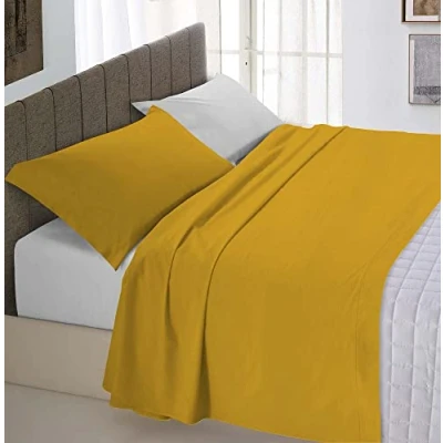 Image of Italian Bed Linen “ Natural Color Set, Mustard/Light Gray, Double