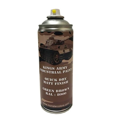 Image of Kings Army Green Brown Ral 8000 Military Matt Spray Paint 400ml Vehicle Paint, Airsoft, Paintball, Model Maker Fishing
