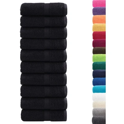 Image of vidaXL Premium Guest Towels SOLUND 10 pcs Black 30x50 cm 600 gsm