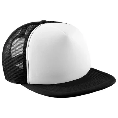 Image of Beechfield Vintage Plain Snap Back Trucker Cap (One Size) (Black/White)