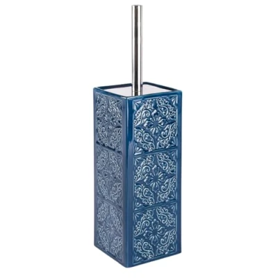 Image of WENKO 22654100 toilet brush Cordoba Blue holder, closed form, Ceramic, 9.5 x 35 cm,