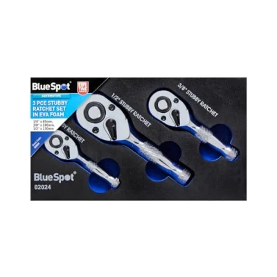 Image of Blue Spot Tools 3 PCE Stubby Ratchet Set in EVA Foam (1/4&quot;, 3/8&quot;, 1/2&quot;)