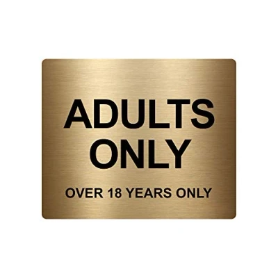 Image of ADULTS ONLY (Over 18 Years Only), Adhesive Sticker Notice Door Security Sign, SILVER/GOLD/RED/YELLOW (Size 12cm x 10cm) (Gold)