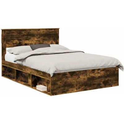 Image of vidaXL Bed Frame Smoked Oak 160 x 200 cm Solid Pine Wood