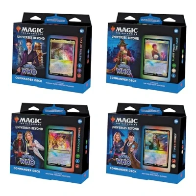 Image of Magic The Gathering Doctor Who Commander Deck Bundle Includes All 4 Decks (1 Masters of Evil, 1 Blast from Past, Timey Wimey, and Paradox Power Set)