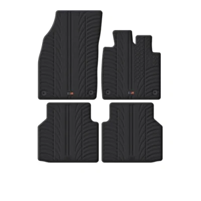 Image of Travall Rubber Car Mats for VW ID.4 (2020 ) Floor Hard Wearing Heavy Duty Moulded Premium Easy Clean Black with Clips Anti Slip All Weather Mud Sand Water Protection